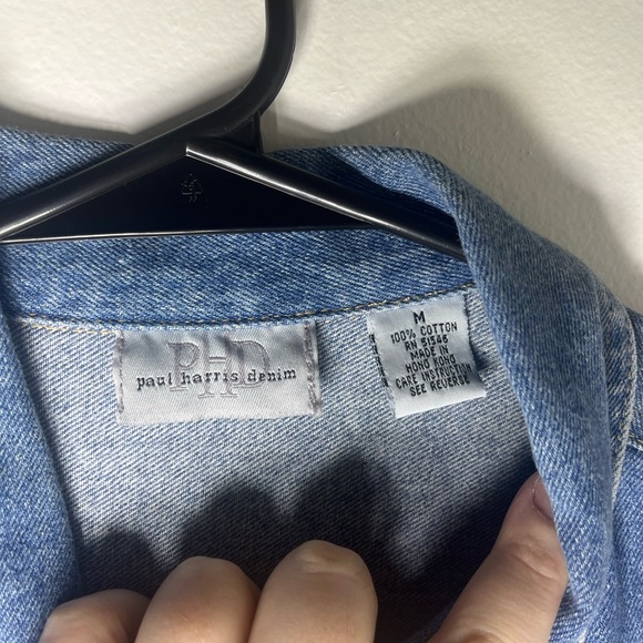 Vintage Paul Harris Denim Sleeveless Jean Vest Medium 90s Button Front - Picture 4 of 6